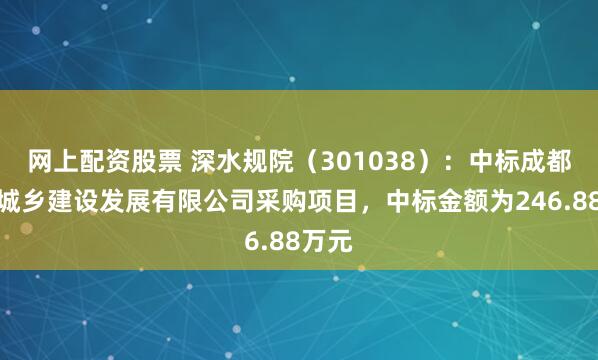 网上配资股票 深水规院（301038）：中标成都东部城乡建设发展有限公司采购项目，中标金额为246.88万元