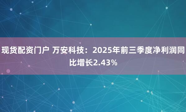 现货配资门户 万安科技：2025年前三季度净利润同比增长2.43%